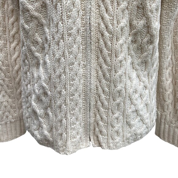 Inis Crafts Ireland 100% Wool Cable Knit Fisherman Zip Cardigan Sz M Coastal Sea - Picture 5 of 11